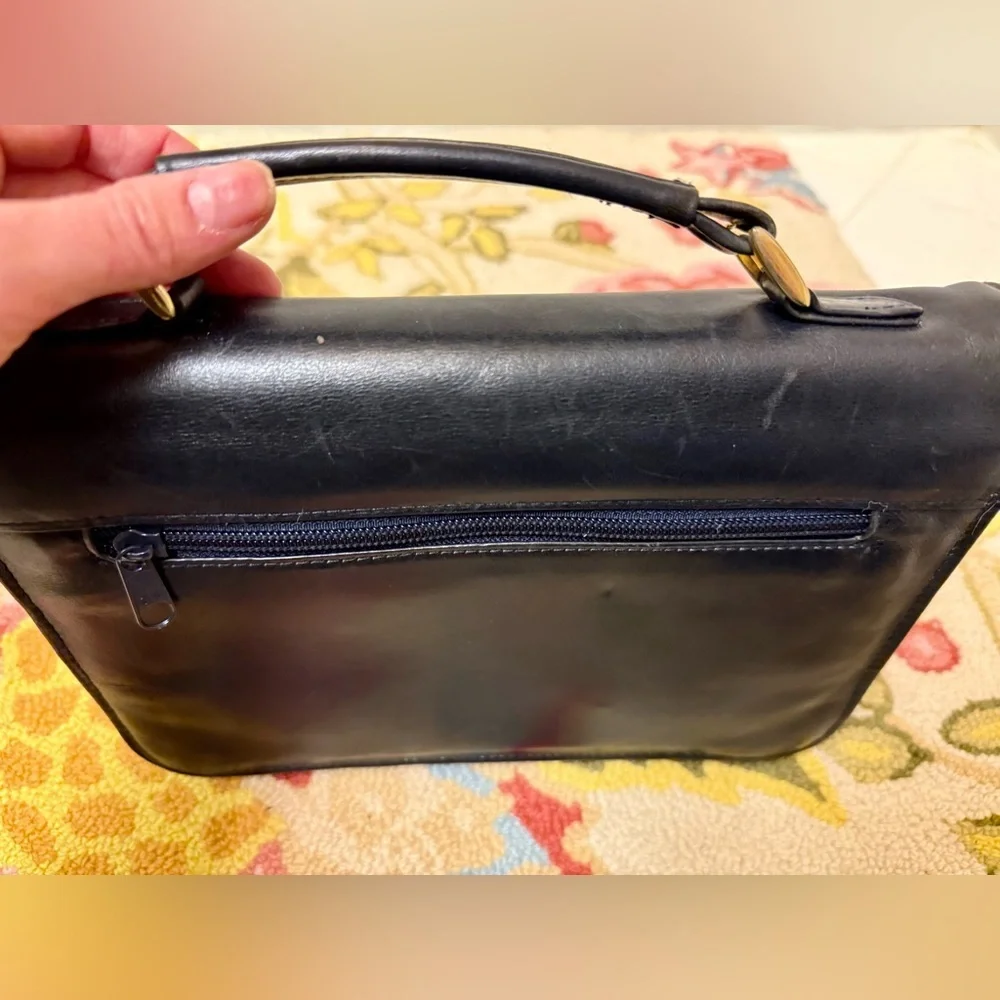 RARE 90’s Vintage GIORGIO BEVERLY HILLS Black Leather Top Handle Bag - Picture 14 of 16
